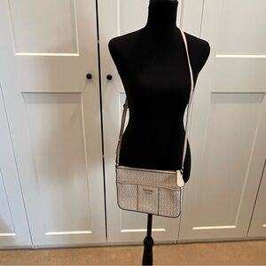Chic Cream and Tan Guess Crossbody Bag